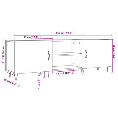 vidaXL TV ormarić crni 150 x 30 x 50 cm od konstruiranog drva