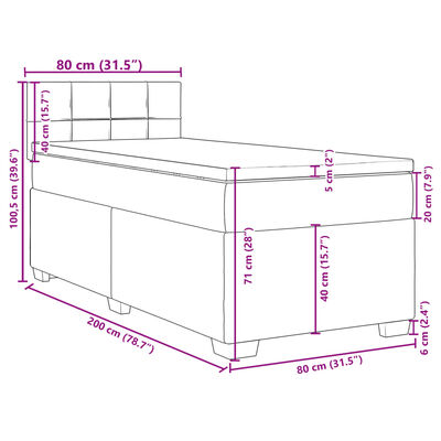 vidaXL Box spring krevet s madracem svjetlosivi 80 x 200 cm baršunasti