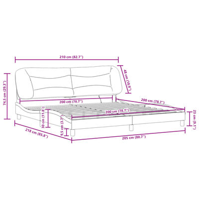 vidaXL Okvir kreveta s LED svjetlima crni 200 x 200 cm od umjetne kože