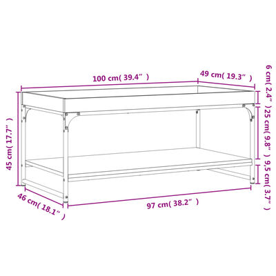 vidaXL Stolić za kavu crni 100 x 49 x 45 cm od konstruiranog drva