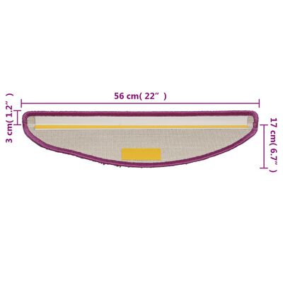 vidaXL Otirači za stepenice 10 kom 56 x 17 x 3 cm ljubičasti