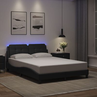 vidaXL Okvir za krevet s LED svjetlima crni 140x190 cm od umjetne kože