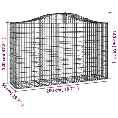 vidaXL Lučne gabionske košare 20kom 200x50x120/140cm pocinčano željezo