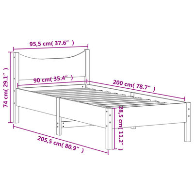 vidaXL Okvir kreveta bez madraca voštano smeđi 90 x 200 cm od borovine