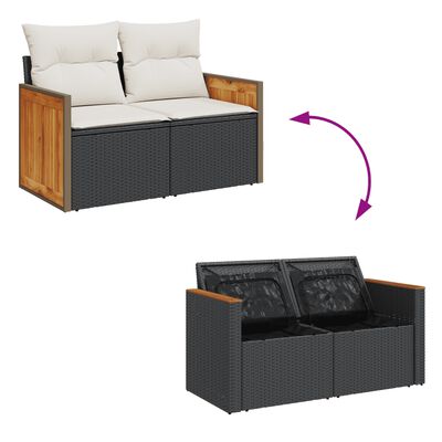 vidaXL 10-dijelni set vrtnih sofa s jastucima crni od poliratana