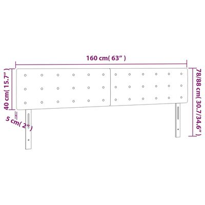 vidaXL LED uzglavlje svjetlosivo 160x5x78/88 cm od tkanine