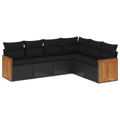 vidaXL 6-dijelni set vrtnih sofa s jastucima crni od poliratana