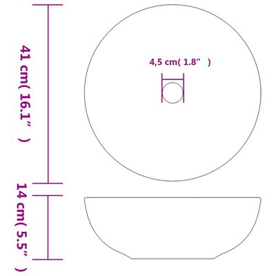 vidaXL Nadgradni umivaonik bijelo-plavi okrugli Φ 41 x 14 cm keramički