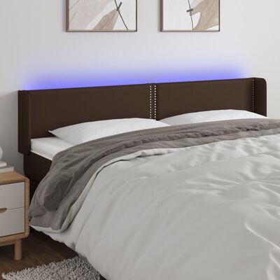 vidaXL LED uzglavlje smeđe 203x16x78/88 cm od umjetne kože