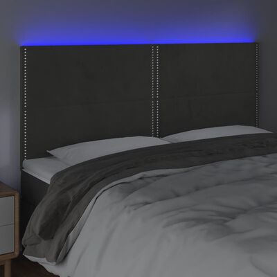 vidaXL LED uzglavlje tamnosivo 160x5x118/128 cm baršunasto