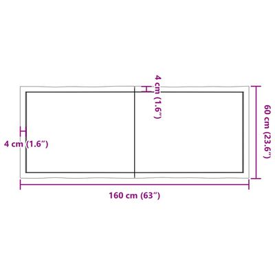 vidaXL Stolna ploča 160 x 60 x (2-6) cm od hrastovine sa živim rubom