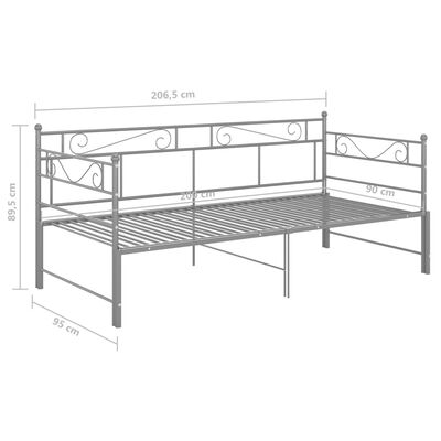 vidaXL Okvir za krevet na razvlačenje sivi metalni 90 x 200 cm