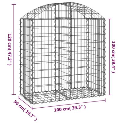 vidaXL Gabionska košara s lukom 100x50x100/120 cm pocinčano željezo