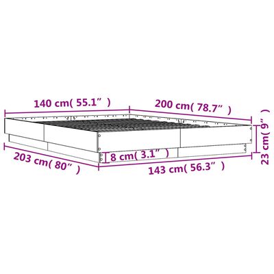 vidaXL Okvir za krevet boja hrasta 140 x 200 cm konstruirano drvo