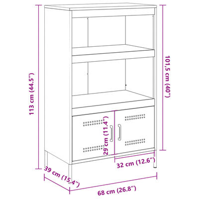 vidaXL Visoka komoda bijela 67 x 39 x 113 cm čelična