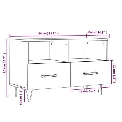 vidaXL TV ormarić sjajni bijeli 80 x 36 x 50 cm od konstruiranog drva