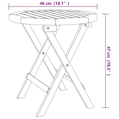 vidaXL Sklopivi vrtni stol bijeli Ø 46 cm od masivnog bagremovog drva