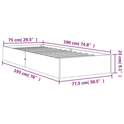 vidaXL Okvir kreveta bez madraca voštano smeđi 75 x 190 cm od borovine