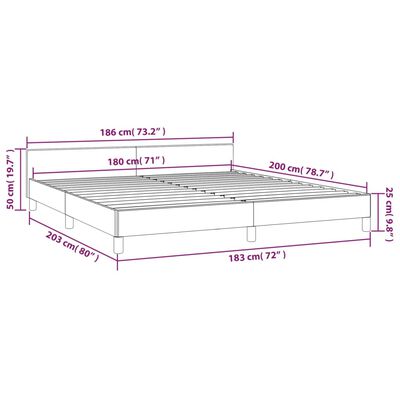 vidaXL Okvir za krevet s uzglavljem tamnosivi 180 x 200 cm od tkanine