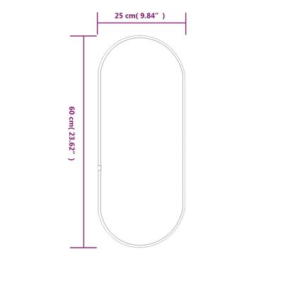 vidaXL Zidno ogledalo crna 60x25 cm ovalno