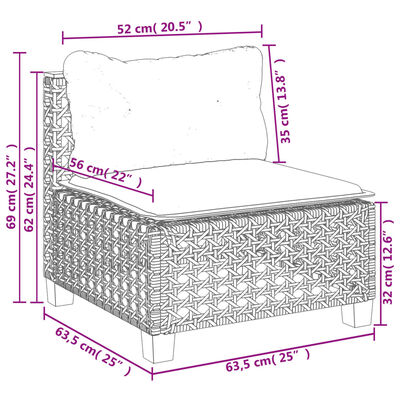 vidaXL 6-dijelni set vrtnih sofa s jastucima crni od poliratana