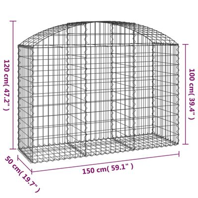 vidaXL Gabionska košara s lukom 150x50x100/120 cm pocinčano željezo