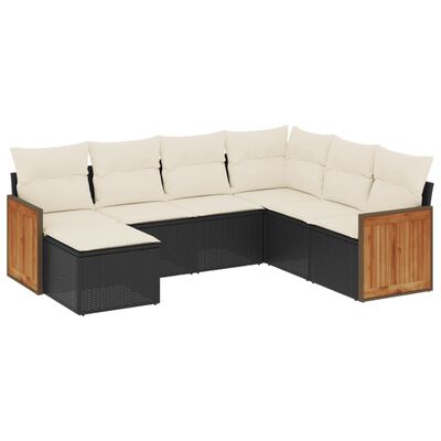 vidaXL 7-dijelni set vrtnih sofa od poliratana s jastucima crni