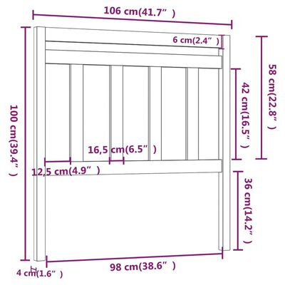 vidaXL Uzglavlje za krevet bijelo 106 x 4 x 100 cm od masivne borovine