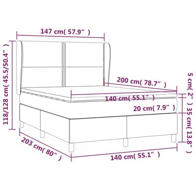 vidaXL Krevet s oprugama i madracem svjetlosivi 140x200 cm baršunasti