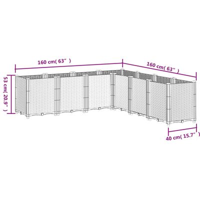 vidaXL Vrtna sadilica bijela 160 x 160 x 53 cm PP