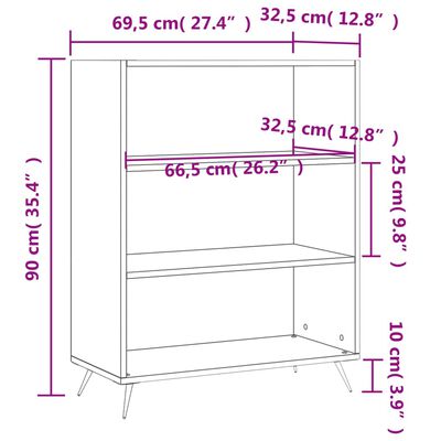 vidaXL Regal za knjige sjajni bijeli 69,5x32,5x90 cm konstruirano drvo