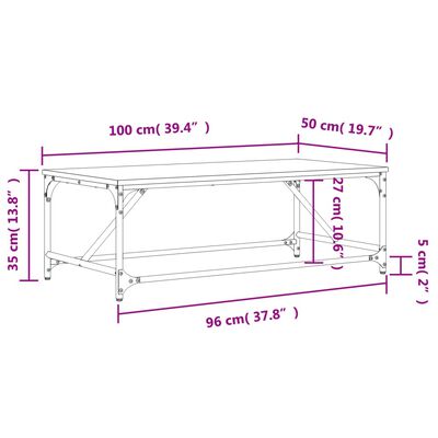 vidaXL Stolić za kavu smeđa boja hrasta 100x50x35 cm konstruirano drvo