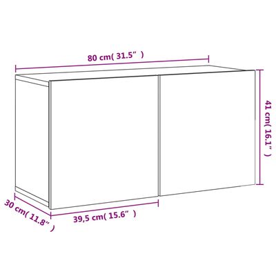 vidaXL Zidni TV ormarić boja sivog hrasta sonome 80x30x41 cm