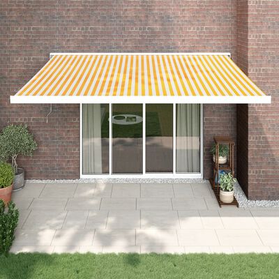 vidaXL Tenda na uvlačenje žuto-bijela 4 x 3 m od tkanine i aluminija