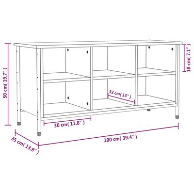 vidaXL Ormarić za cipele boja hrasta 100x35x50 cm konstruirano drvo