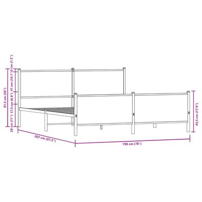 vidaXL Metalni okvir kreveta bez madraca boja hrasta sonome 193x203 cm