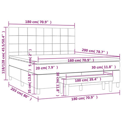 vidaXL Krevet s oprugama i madracem krem 180x200 cm od tkanine