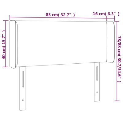 vidaXL LED uzglavlje svjetlosivo 83x16x78/88 cm baršunasto