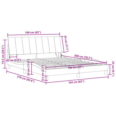 vidaXL Okvir kreveta s LED svjetlima crni 160 x 200 cm baršunasti