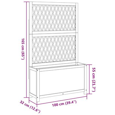 vidaXL Sadilica s rešetkom 100x32x165 cm od drva bagrema