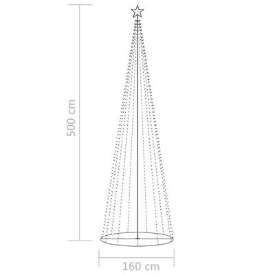 vidaXL Ukrasno stožasto božićno drvce 752 šarene LED žarulje 160x500cm