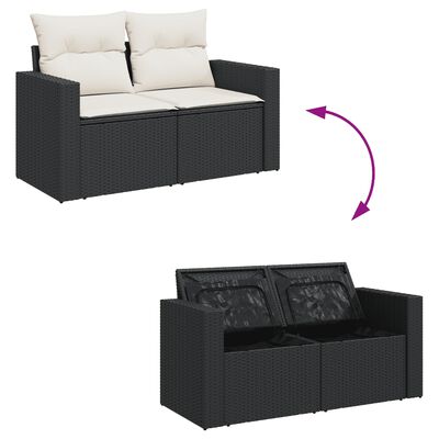 vidaXL 10-dijelni set vrtnih sofa s jastucima crni od poliratana