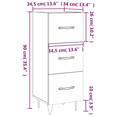 vidaXL Komoda boja hrasta sonome 34,5x34x90 cm od konstruiranog drva