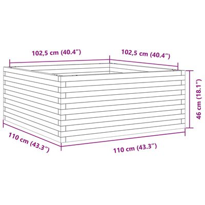 vidaXL Vrtna sadilica 110x110x46 cm od impregnirane borovine