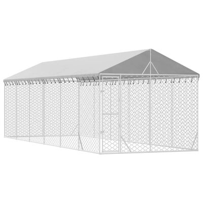 vidaXL Vanjski kavez za pse s krovom srebrni 3x9x2,5 m pocinčani čelik