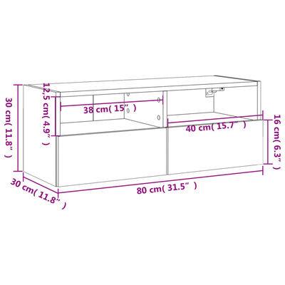 vidaXL Zidni TV ormarić crni 80 x 30 x 30 cm od konstruiranog drva