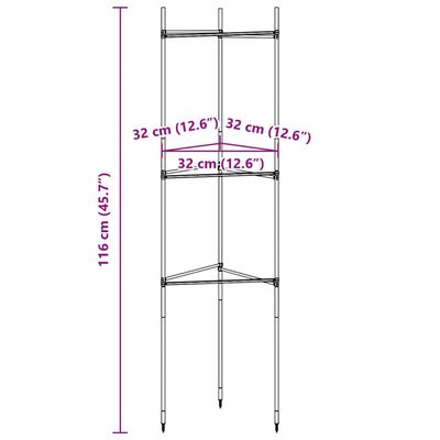 vidaXL Kavez za rajčice 2 kom 116 cm od čelika i PP-a