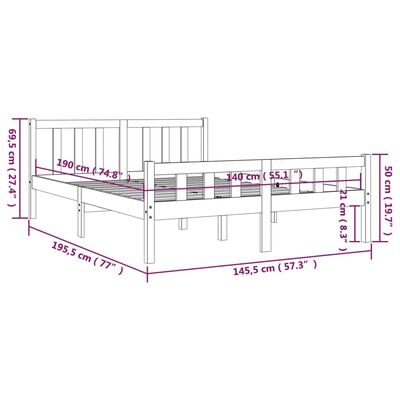 vidaXL Okvir za krevet od masivnog drva smeđa boja meda 140 x 190 cm