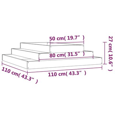 vidaXL Sadilica siva 110x110x27 cm od masivne borovine