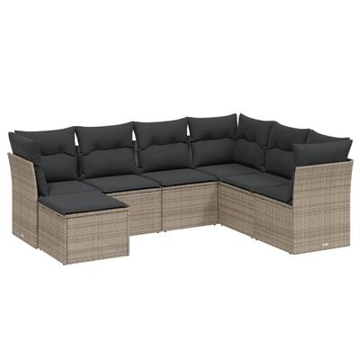 vidaXL 7-dijelni set vrtnih sofa sivi od poliratana